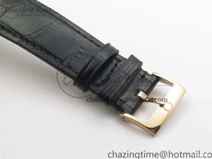0509 Sophisticated Seamaster Edizione Venezia RG Best Edition Black Dial On Leather Strap A 8125